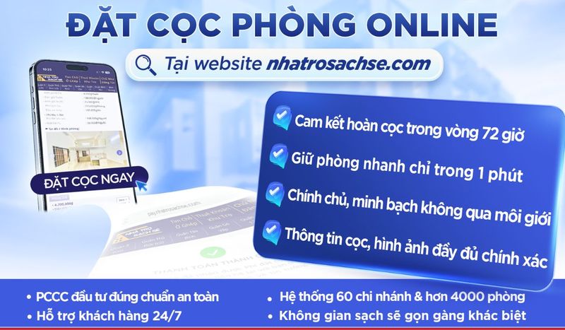 ĐẶT CỌC PHÒNG ONLINE - GIẢI PHÁP THUÊ TRỌ NHANH CHÓNG, TIỆN LỢI