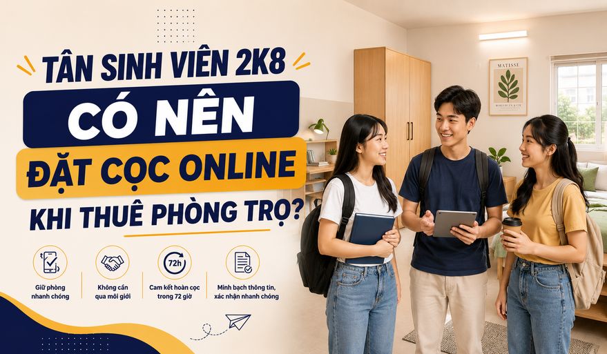 TÂN SINH VIÊN 2K8 CÓ NÊN ĐẶT CỌC ONLINE KHI THUÊ PHÒNG TRỌ?